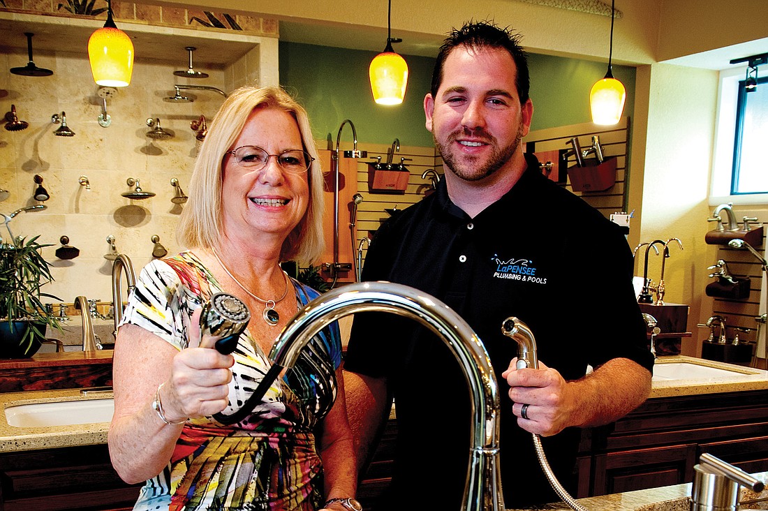 Karen LaPensee co-founded Holmes Beach-based LaPensee Plumbing & Pools with her husband, Michael, in 1985. Karen LaPensee now runs the firm, which had $3 million in 2012 revenues, with her son, Greg LaPensee, pictured here.