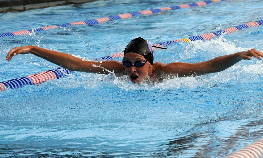 Isabella Penkwitz swam the 100-yard butterfly for Booker.