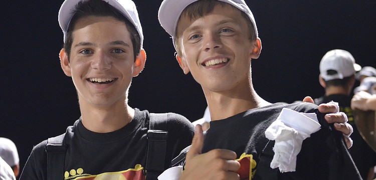 Sophomore Nick Bartoszek, 15, and freshman Brad Herring, 14, play the clarinet in the band together.