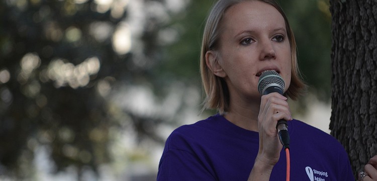 SPARCC Director of Community Awareness Jessica Hays thanks participants for supporting the cause.