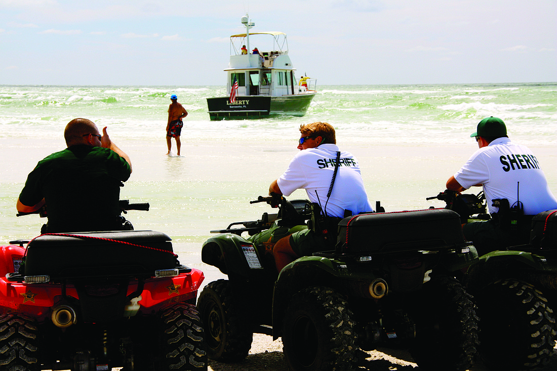 A 40-foot boat ran aground at the north end of Siesta Beach Tuesday. No one was injured.
