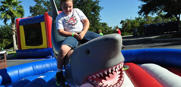Gavin Lawson, 8, tested his balance.
