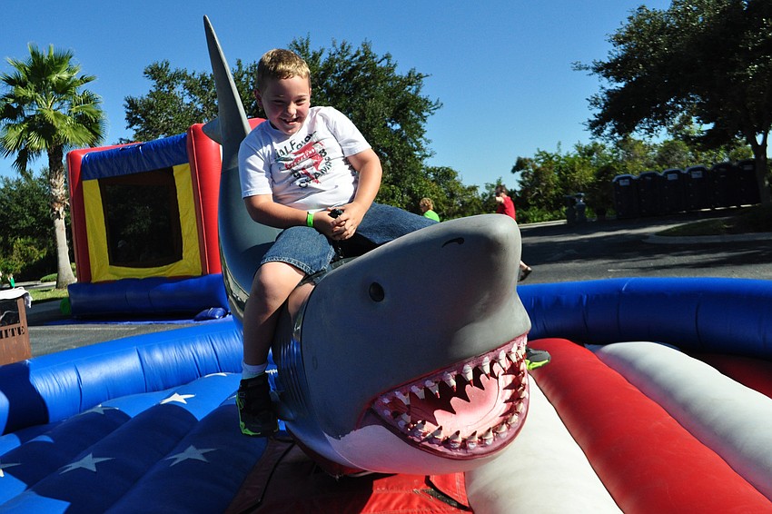 Gavin Lawson, 8, tested his balance.