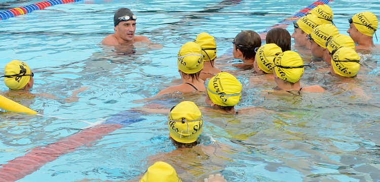 Ryan Lochte hangs out with the Sharks and talks to them about what it takes to be a champion swimmer.