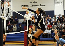 ODA senior Lauren Maxey goes up for a kill in the first set of the Thunder's 3-1 victory over Calvary Christian in the Class 3A-Region 3 quarterfinals Oct. 29.