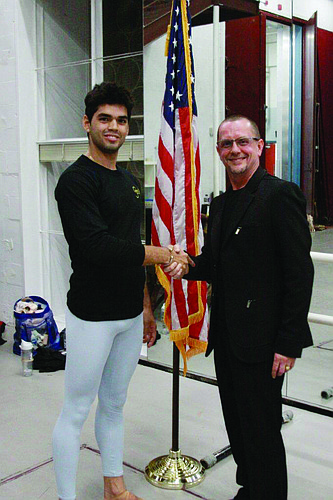 Courtesy photo. Sarasota Ballet Artistic Director Iain Webb welcomed Cuban defector Edward Gonzalez to the ballet and freedom in March.