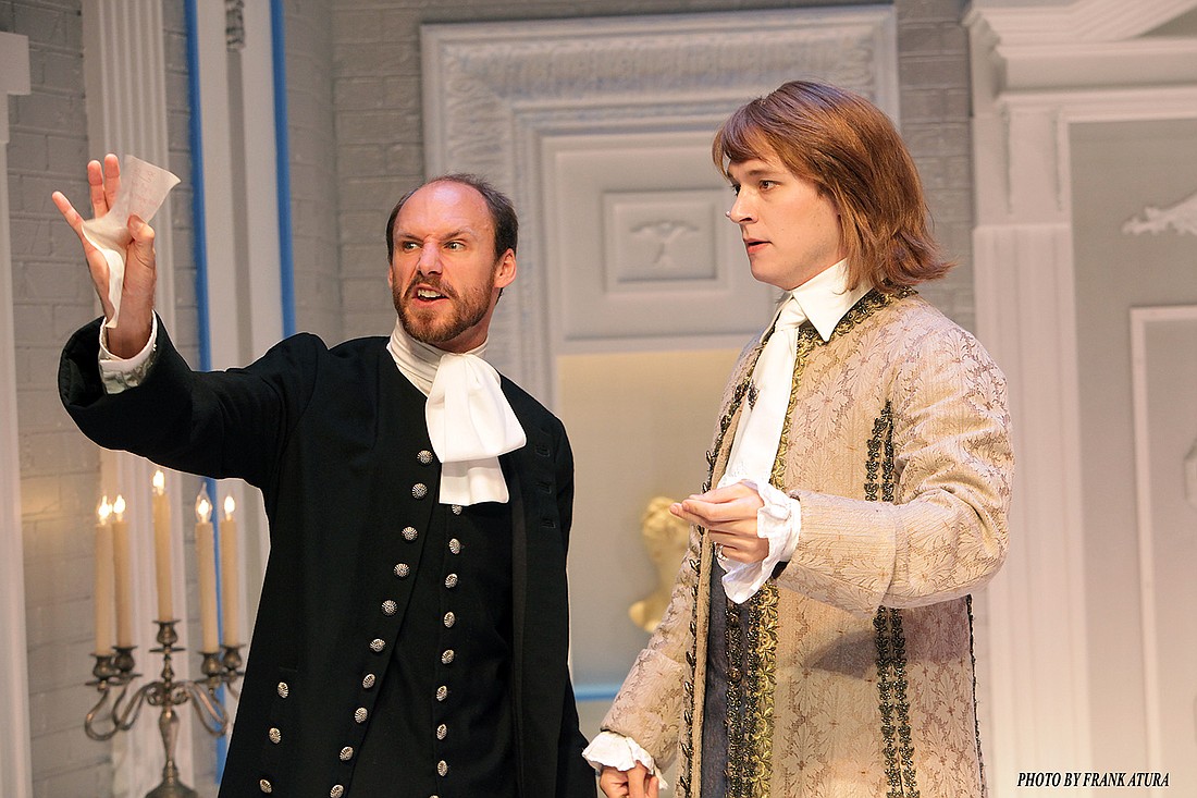 Matthew R. Olsen and Matthew Andersen in the FSU/Asolo Conservatory production of David Ives' "The School for Lies."