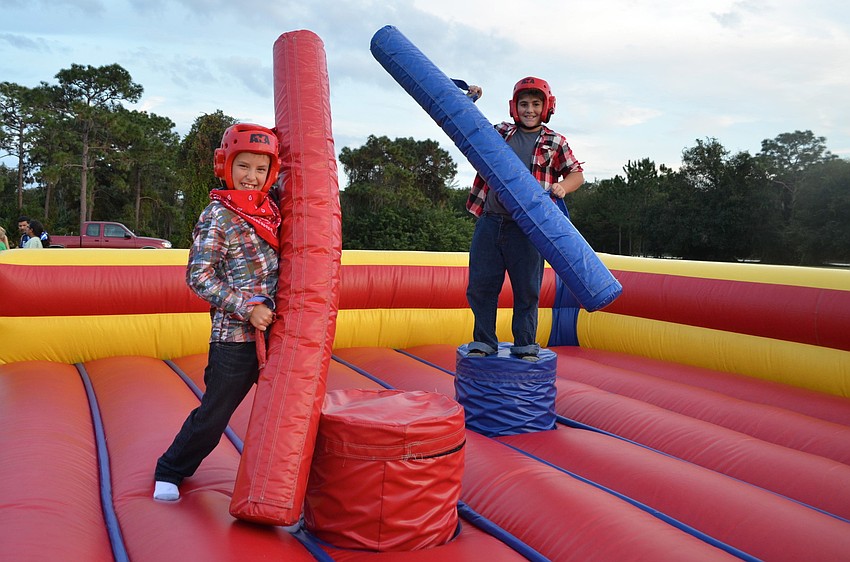 Stephen Borg and Ethan Perez prepare to joust.