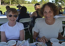 Chris Lusk and Pamela Hahlbeck enjoy their soups