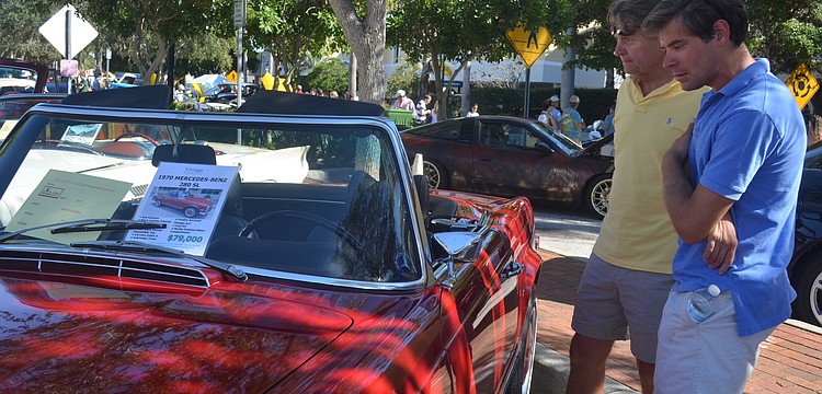 Ron and John Gricius check out the 1970 Mercedes Benz 280 SL