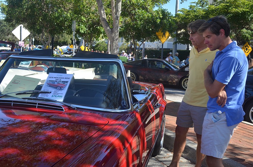 Ron and John Gricius check out the 1970 Mercedes Benz 280 SL