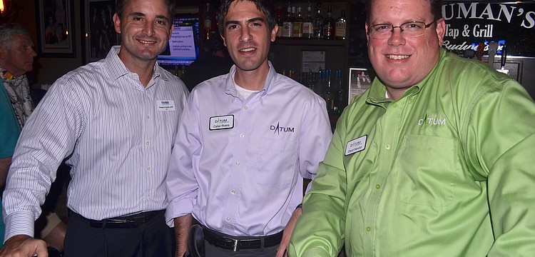 Gregory Pacitti, Callan Rivera and David Mercier enjoy food and drinks.