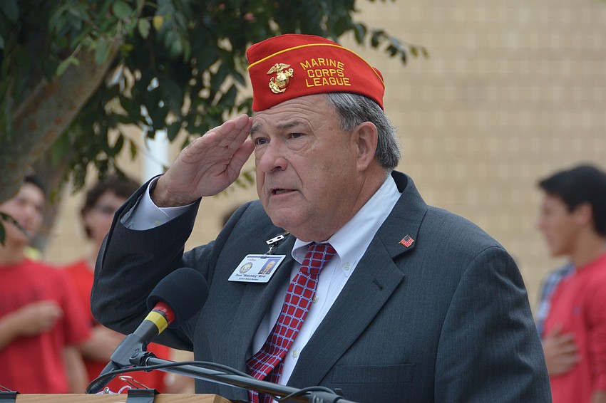 Marine Corp. veteran and Manatee County Schools Board Member Dave Miner led students in the Pledge of Allegiance.