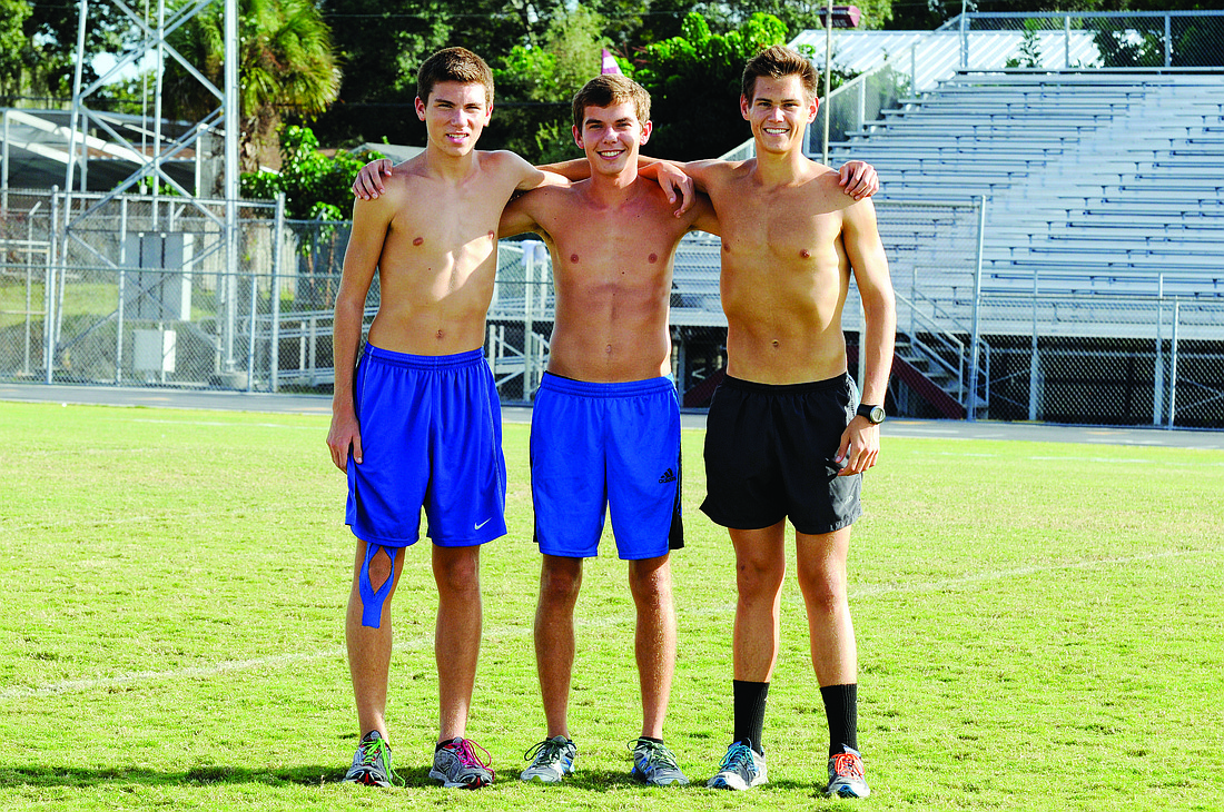 Riverview High seniors Bryce Vokus, Tyler Riley and R.J. Natherson ran their final varsity cross-country meet at the Class 4A cross-country finals Nov. 9, in Tallahassee.