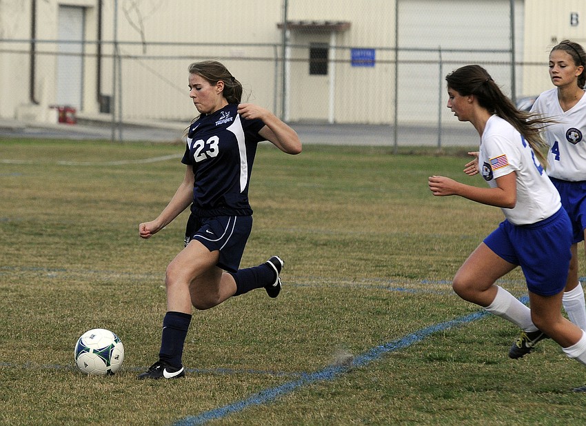 ODAâ€™s Annika Lange attempts a shot in the first half of the Lady Thunderâ€™s 3-0 victory over SMA Nov. 14.