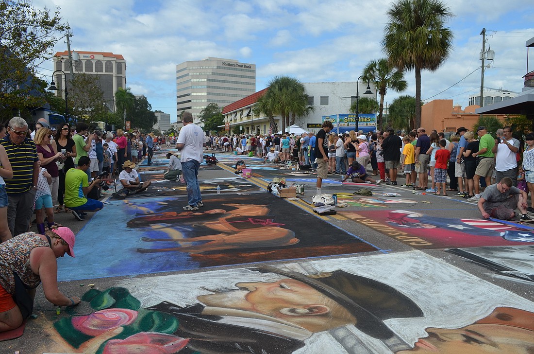 This year's Sarasota Chalk Festival celebrated the theme "Legacy of Valor" and featured 500 artists.