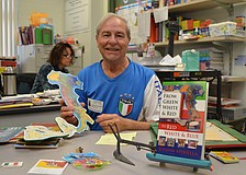 Author Joseph Spinella prepares for his book reading in Ronnie Ricebergâ€™s 3rd grade classroom at Phillippi Shores Elementary School.
