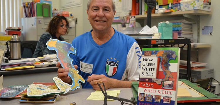 Author Joseph Spinella prepares for his book reading in Ronnie Ricebergâ€™s 3rd grade classroom at Phillippi Shores Elementary School.
