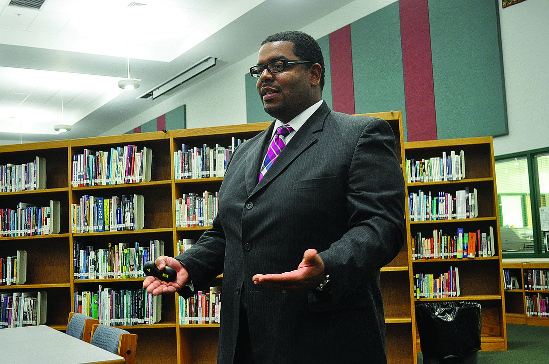 Robert Johnson, the Manatee County School DistrictÃ¢â‚¬â„¢s director of planning and performance management, talks to a group Nov. 19 about the process of setting long-term goals.