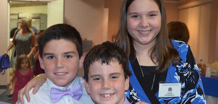 Aiden and Garet Pearson with Rebekah Steinbach