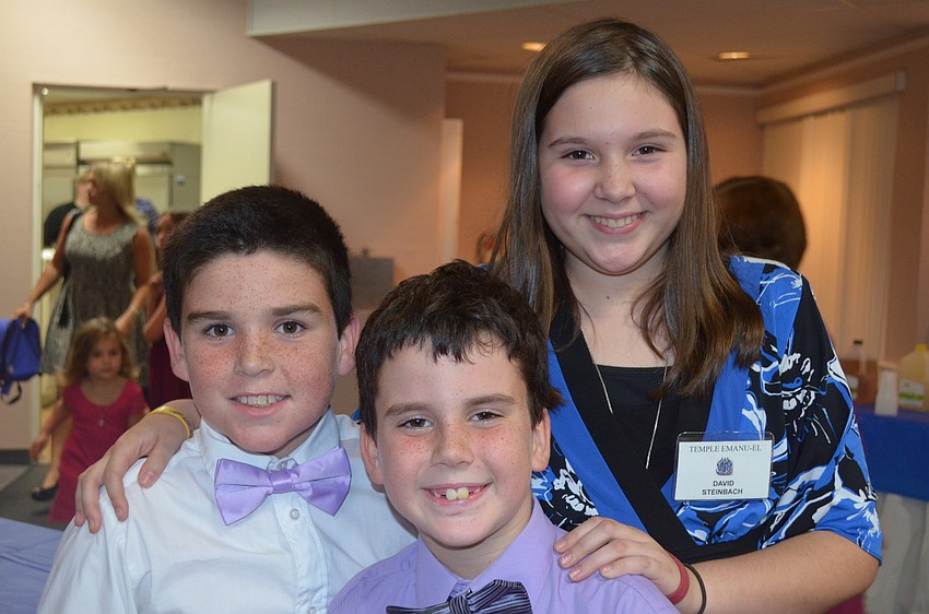 Aiden and Garet Pearson with Rebekah Steinbach