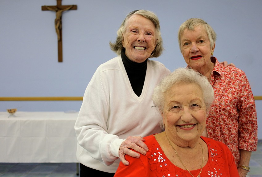 (Back) Joan Stewart and Barbara Marcouiller. (Front) Anella Luongo