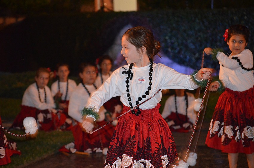 Southside Elementary's Hula Club performed in the courtyard