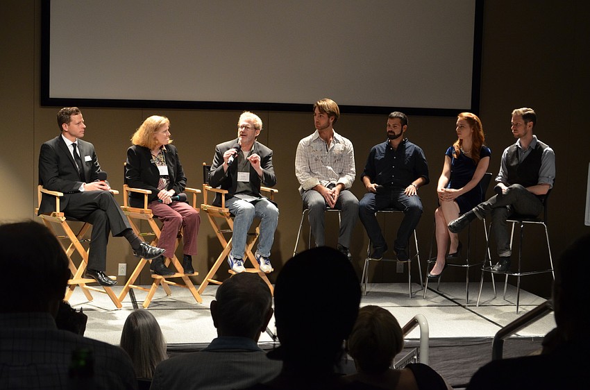 Panelists Bradley Battersby, writer/director; Jacob Cooper, actor; Nick Morgulis, director of photography; June Petrie, producer; Brendan Ragan, actor; Tony Stopperan, executive producer; and Lindsay Tornquist, actor