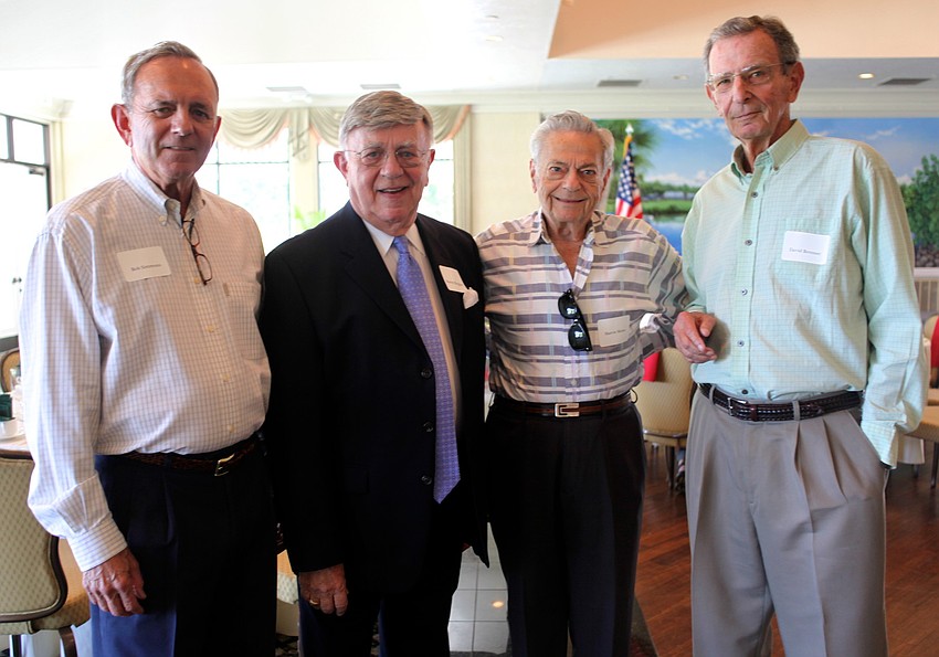 Bob Simmons, Murray Blueglass, President of the Longboat Key Democratic Club, Marvin Morse, former President, and David Brenner