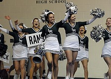 Co-captain Marina Masterson led the Lakewood Ranch varsity cheerleading squad out onto the floor.