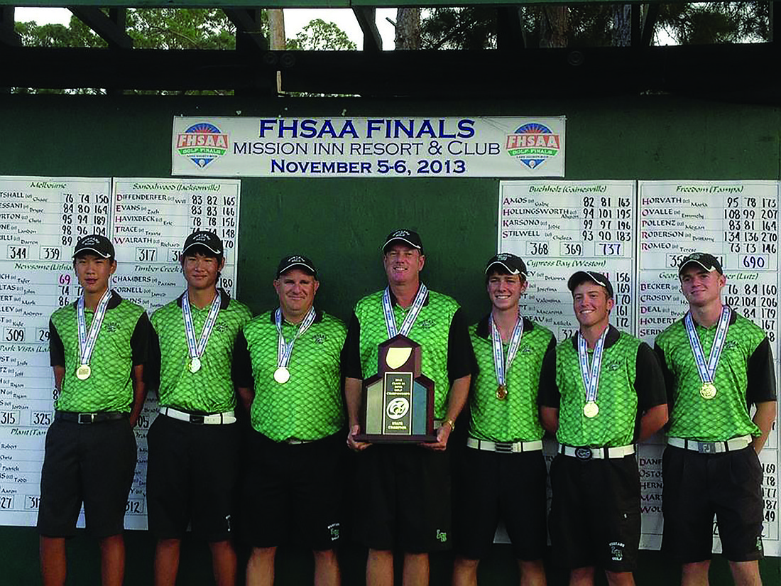 The Lakewood Ranch High boys golf team made history becoming the first public school in the state of Florida to win three state championships.