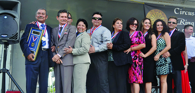 Pablo Rodriguez, pictured with his family of aerial artists, is inducted into the St. Armands Circle Circus Ring of Fame Jan. 13.