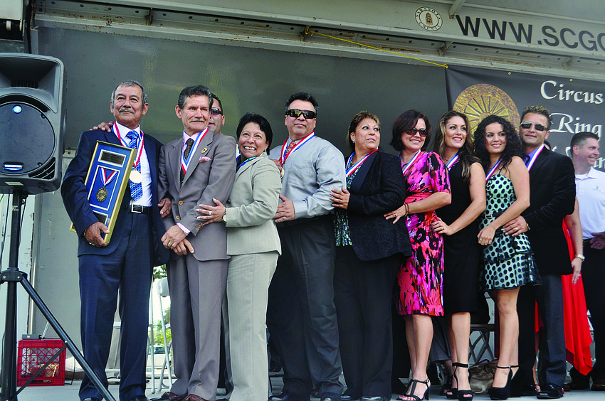 Pablo Rodriguez, pictured with his family of aerial artists, is inducted into the St. Armands Circle Circus Ring of Fame Jan. 13.