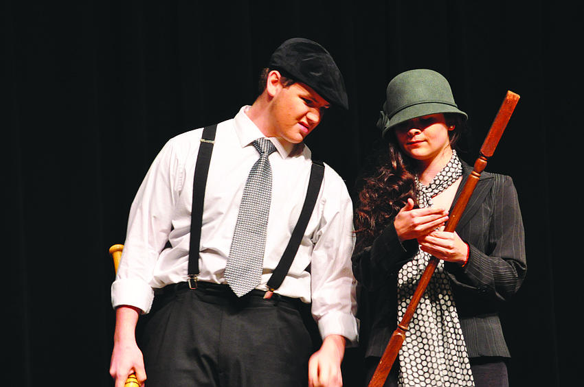 Braden River High School's John D'Amico and Savannah Bosch, portraying mobsters, are on the hunt for one of the main characters of 