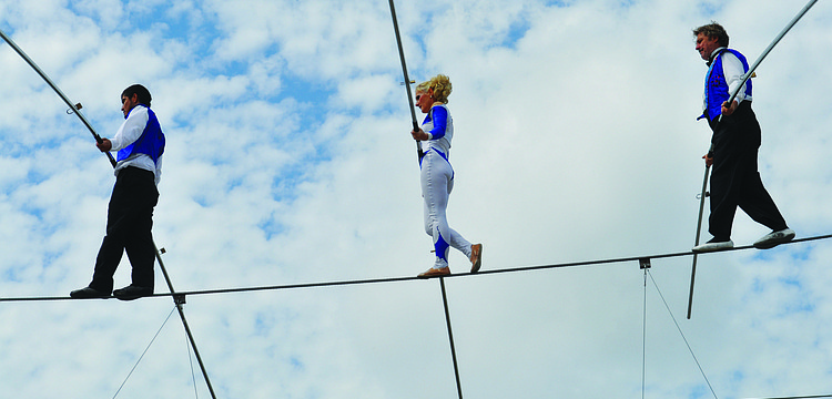 The World Famous Wallendas stay in line during Mixon Fruit Farms' Orange Blossom Festival March 2.