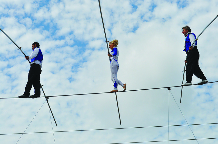 The World Famous Wallendas stay in line during Mixon Fruit Farms' Orange Blossom Festival March 2.