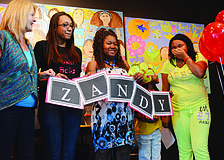 Dr. Myra McPherson, 2012 Girl of the Year Shayla Brown, Shakeyla Dozier, Shaiya Dozier and Zandy Sanders Jan. 11 during the surprise reception for Zandy.