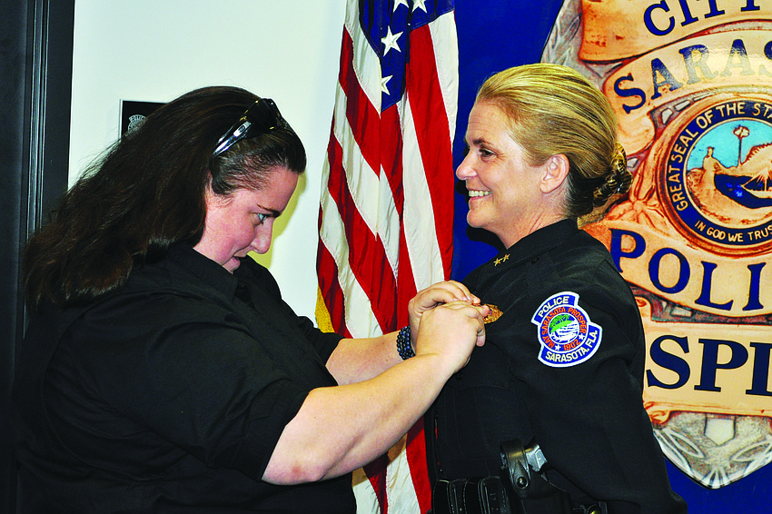 Bernadette DiPino is sworn into her new position as the city of Sarasota's police chief Jan. 18.
