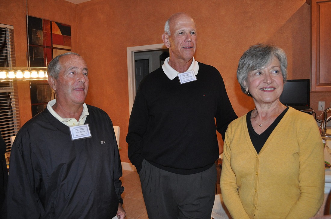 New Stoneybrook homeowners association members Tom Bakalar and Dick Williams (and WilliamsÃ¢â‚¬â„¢ wife, Barb) came together for coffee Dec. 17 in anticipation of the Jan. 2 turnover date and election.