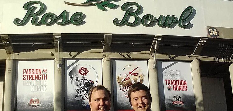 Sarasota GOP Chairman Joe Gruters and State Committeeman Christian Ziegler pose in Pasadena. (Courtesy)