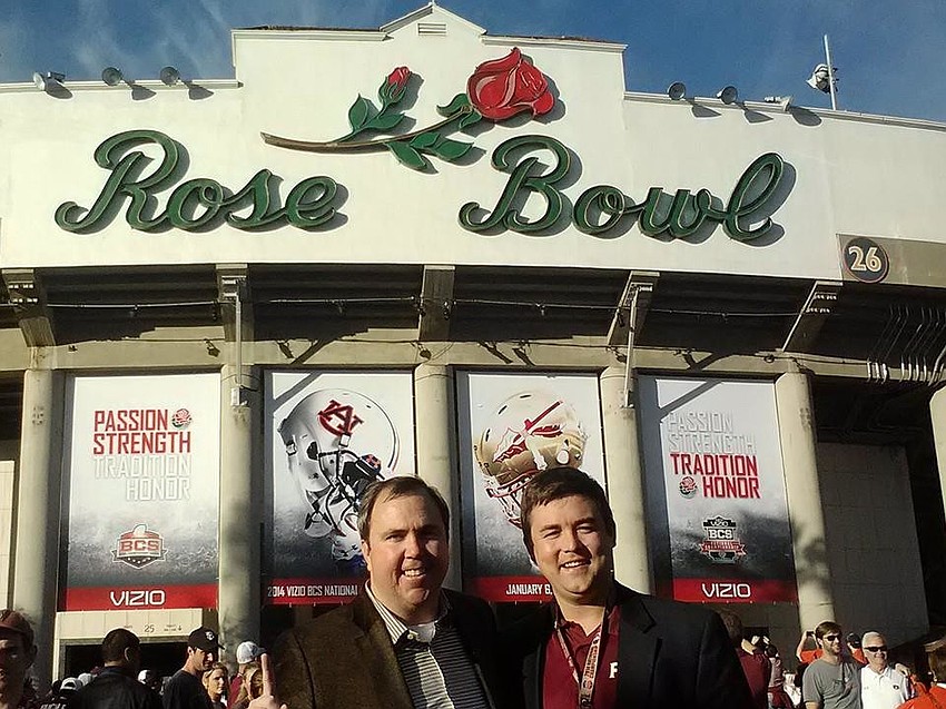 Sarasota GOP Chairman Joe Gruters and State Committeeman Christian Ziegler pose in Pasadena. (Courtesy)