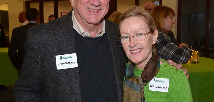 Jim and Evelyn Gregory enjoy drinks and a good time together.