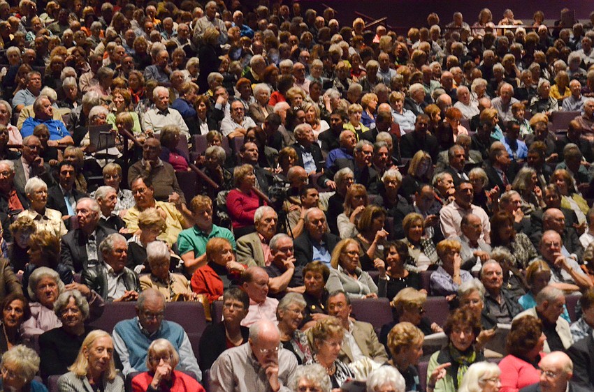 The Town Hall Lecture Series has been sold out since the committee sent out the first and only mailing. Every audience member had to go through a metal detector.