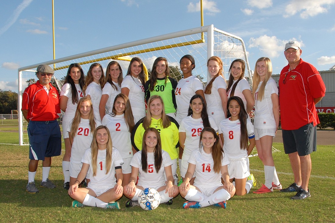 Photo courtesy of A Plus Pro Photo The Cardinal Mooney High girls soccer team outscored its opponents 112-10 in 18 regular-season games.