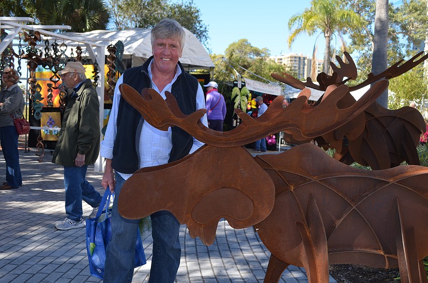 John Kortecamp with Frederick Prescottâ€™s â€œMoose on the Looseâ€.