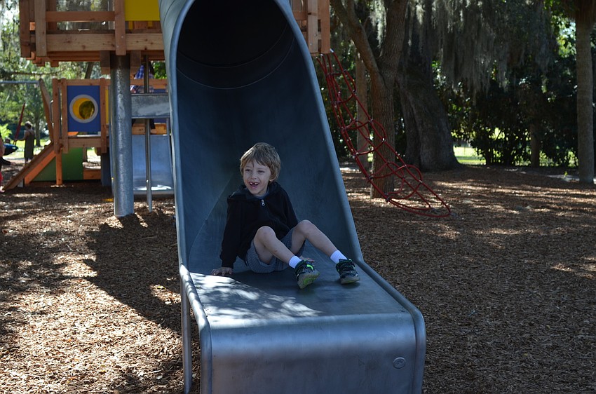 Ezra Keim, 5, enjoys his day off at the playspace. 