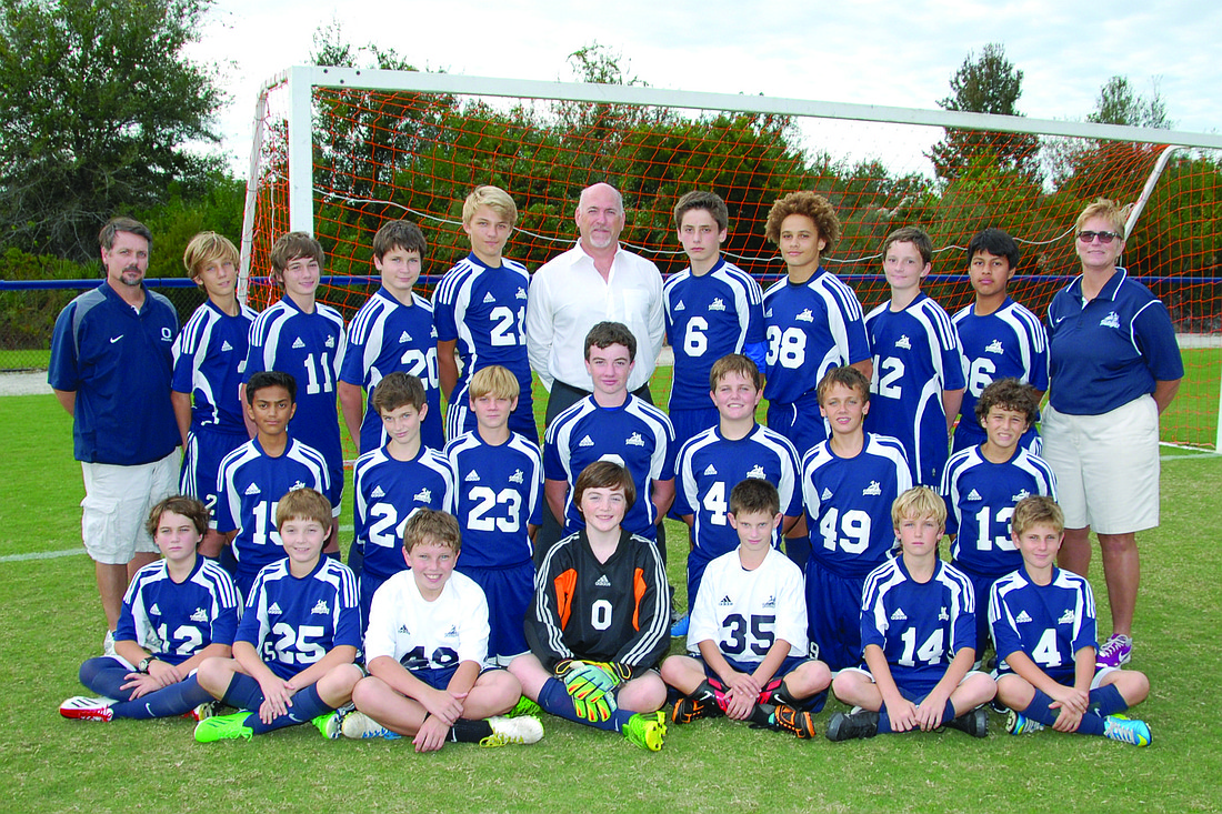 The Out-of-Door Academy middle school boys soccer team