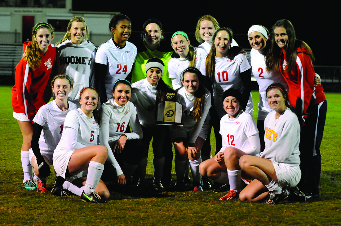 The Cardinal Mooney High girls soccer team captured the Class 2A-District 11 title with a 4-1 victory over DeSoto County Jan. 16.