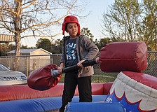 Zaid Harakat, 10, shows off his battle skills.