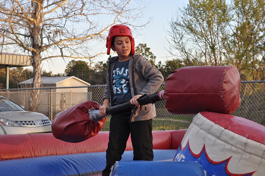 Zaid Harakat, 10, shows off his battle skills.
